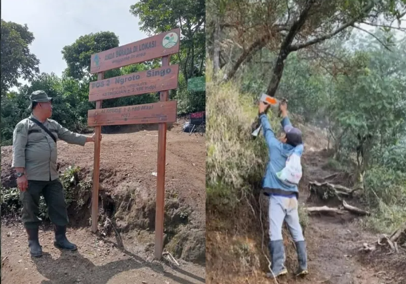 Balai Taman Nasional Gunung Merbabu pasang papan informasi dan imbauan di jalur pendakian Selo dan Suwanting demi keselamatan pendaki dan pelestarian alam.