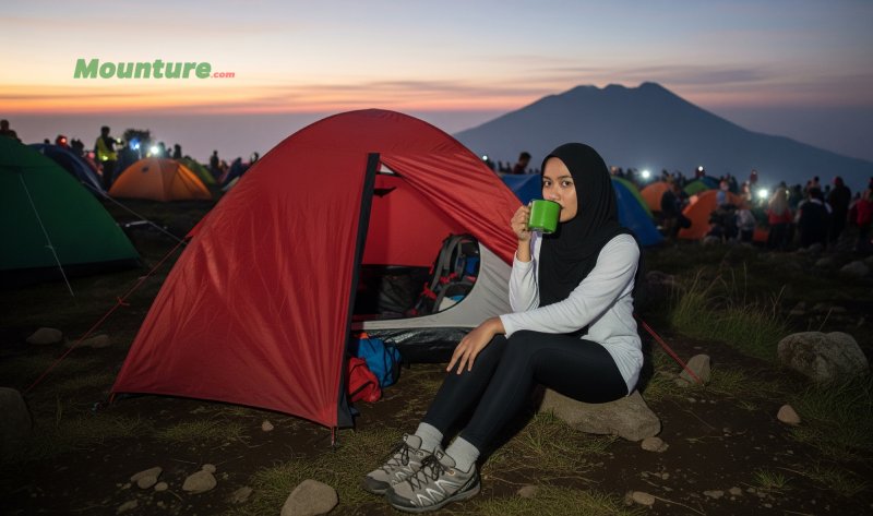 Pendaki Wanita - Minum