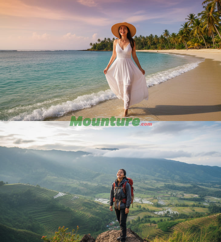 Kolase Liburan Gunung dan Pantai